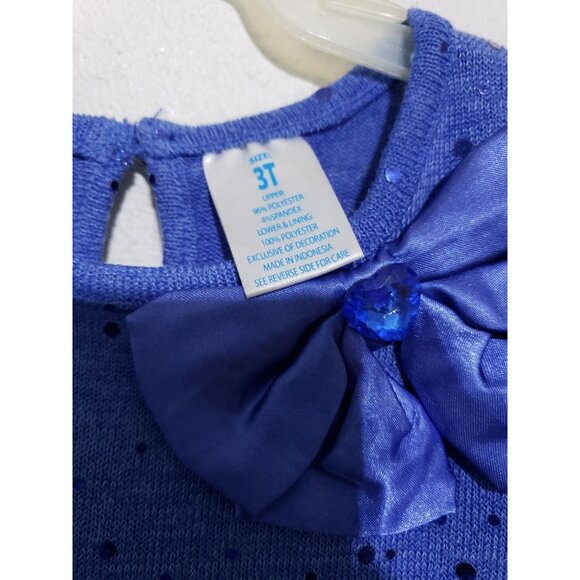 Kidgets blue, long sleeve, sparkly, peplum top with a bow, size 3T - Picture 3 of 6